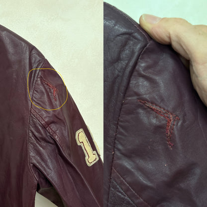 Size 42US / 52EU Vintage 1973 Humberside Collegiate Varsity Leather Jacket — Canadian High School Football — City Champs — Made in Canada-AJ357 Studio