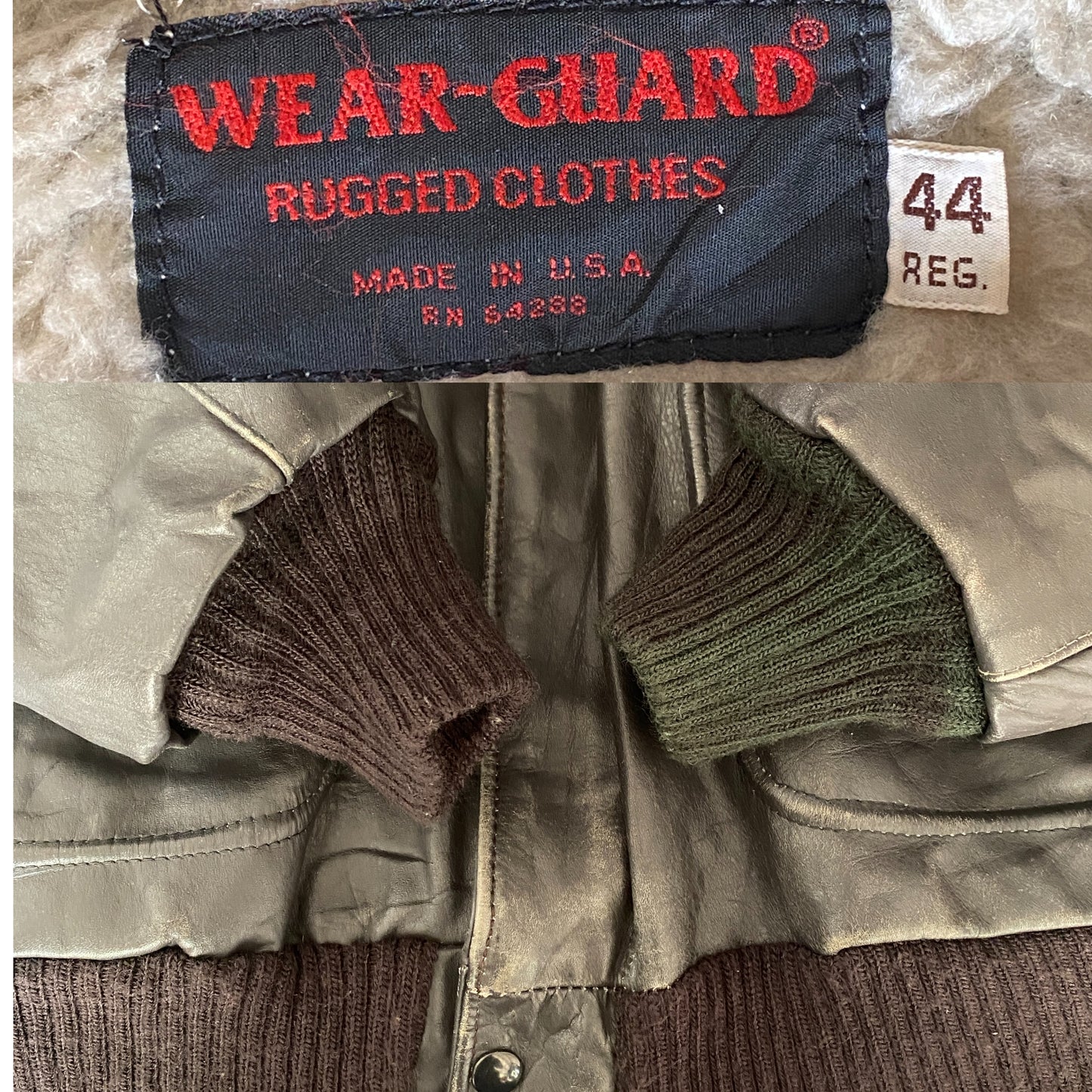 vintage aviator leather bomber flight jacket made in usa size 44us 54eu aj357 studio