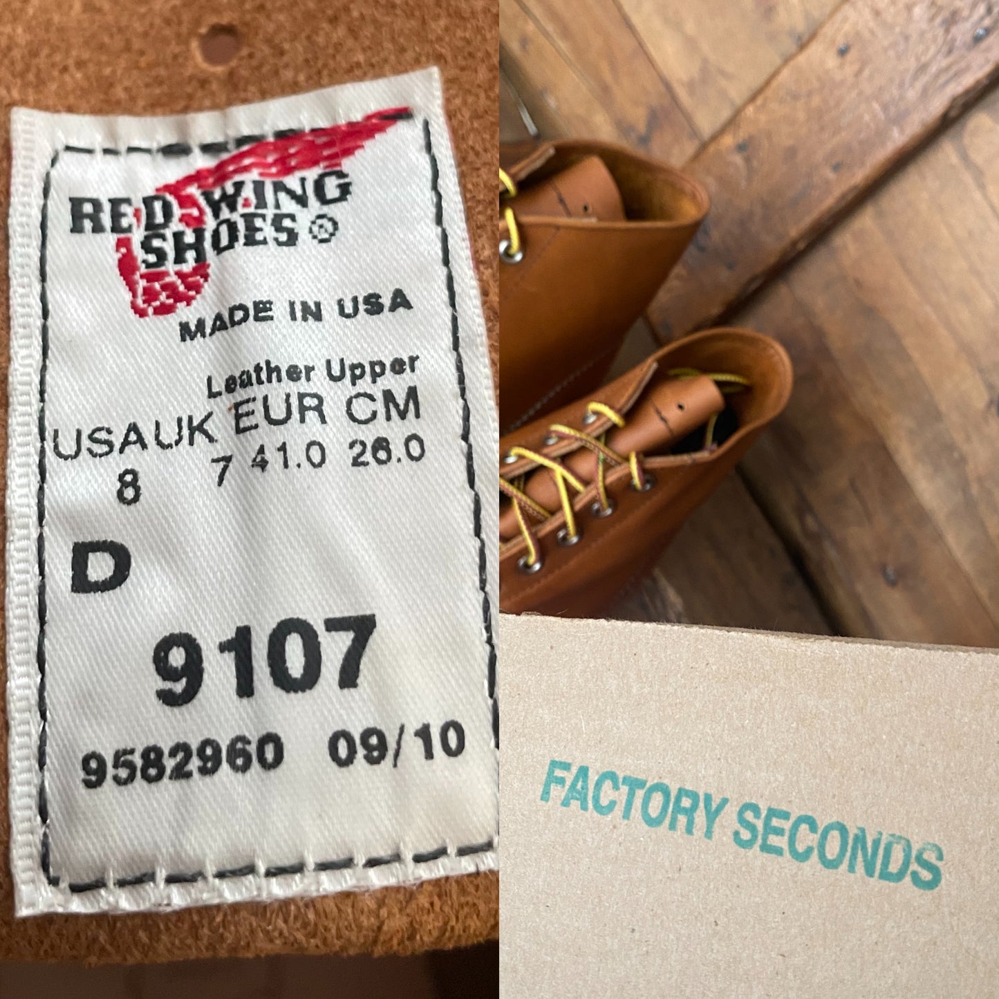 Size 8 D (41 EU ) Red Wing Heritage Classic Round Toe 9107 ( Second ) - USA Vintage Bcn