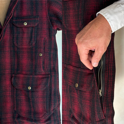 Vintage 1930s Woolrich Red & Black Plaid Wool Hunting Jacket –size 38US / 48EU. Made in USA