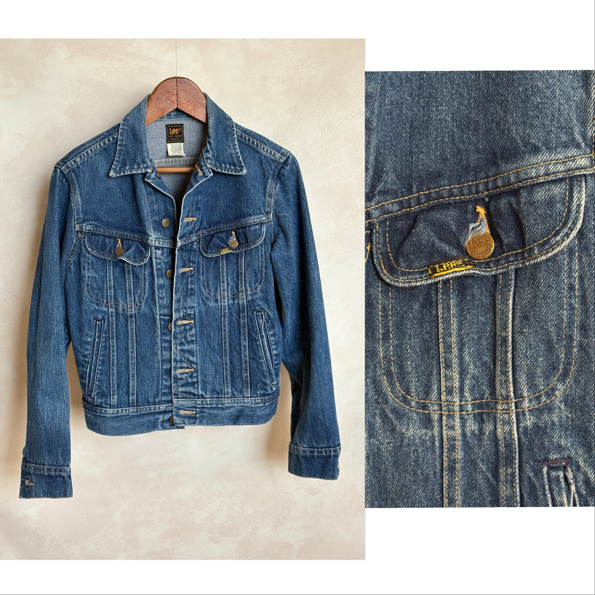 Size 36US / 46EU .Vintage 80s Lee Denim Jacket – 4 Pockets – Made in USA-AJ357 Studio