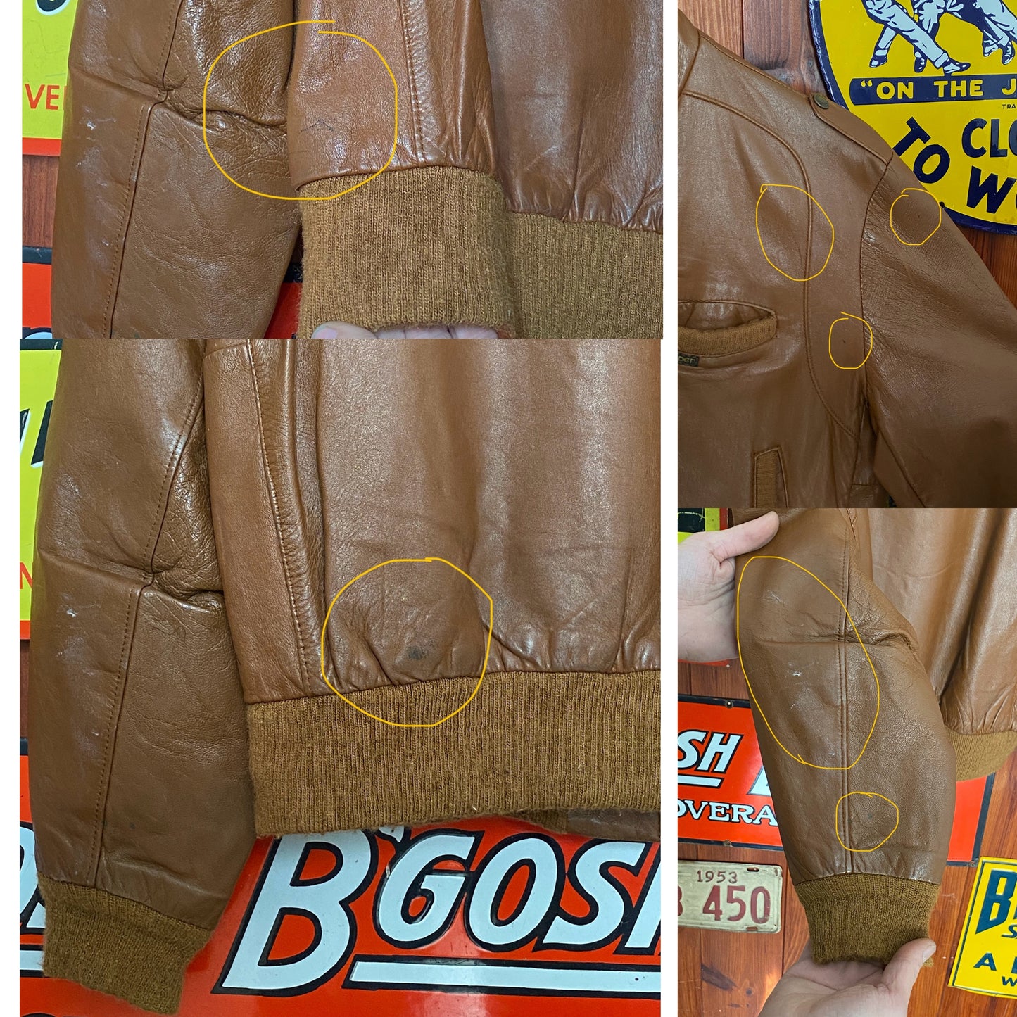 Vintage 1980s men’s leather jacket in classic retro style, size 40US 50EU