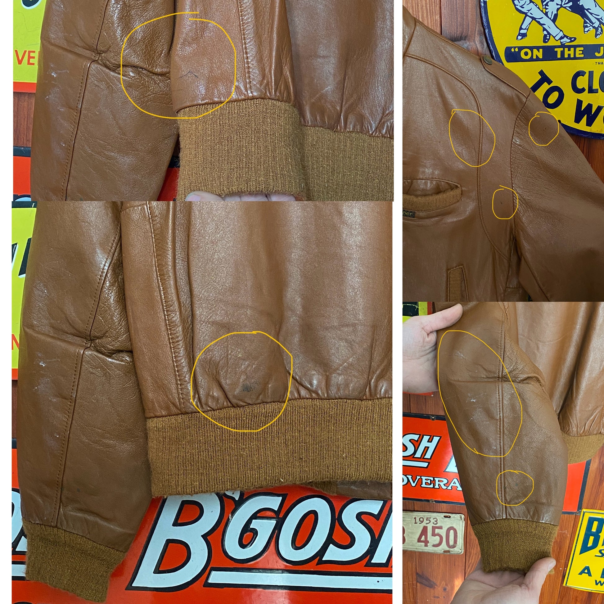 Vintage 1980s men’s leather jacket in classic retro style, size 40US 50EU