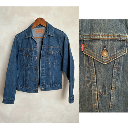 Size 34 . Vintage 80s Levi’s Denim Jacket – 2 Pockets – Made in USA-AJ357 Studio
