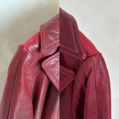 Fantastic two tone leather and suede jacket styled in California-AJ357 Studio