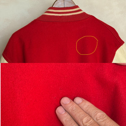 Vintage 70s Wool And Leather Varsity Jacket — Kaye Bros. Chicago — Chenille "F" Patch — Size 44