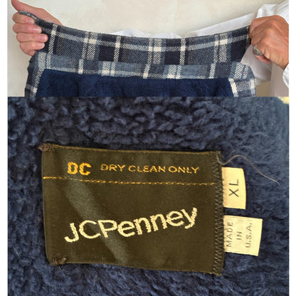 JCPenney 70s Plaid shirt jacket  / Made in USA / Mens XL