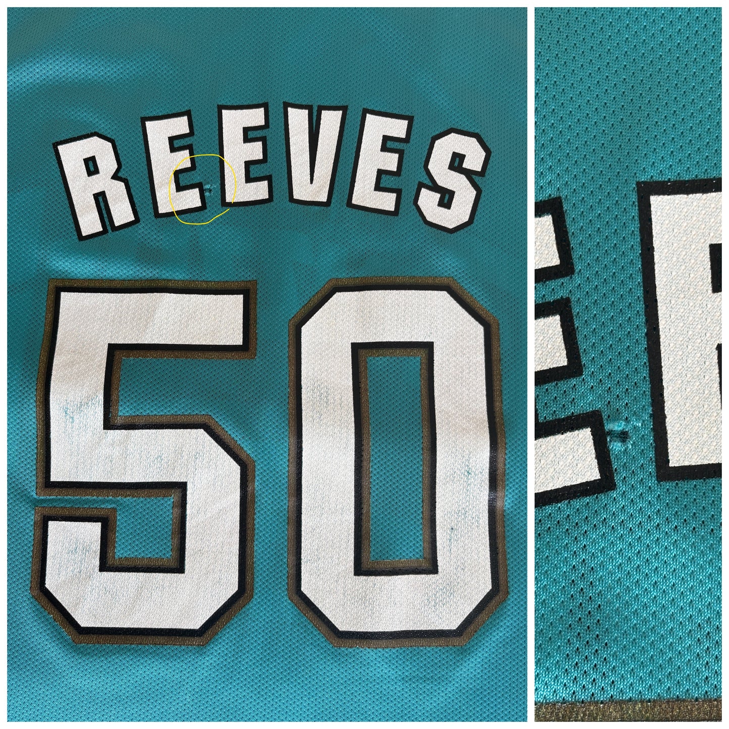 Champion Vancouver Grizzlies Bryant Reeves No. 50 Jersey Size 44 Teal Mesh NBA 90s
