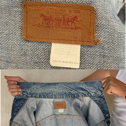Size 40US Short / 50EU. Vintage Early 70s 2 pocket Levi’s Denim Jacket 70505 – Single Stitch, Made in USA-AJ357 Studio