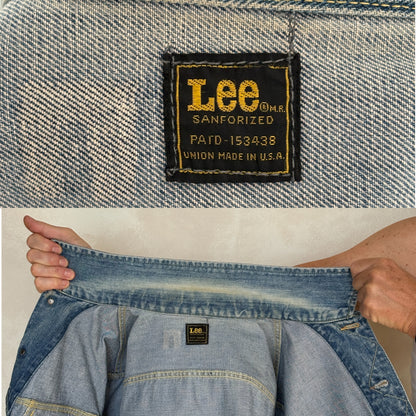 Size 46US / 56EU Vintage 70s Lee Union Made Denim Jacket – 2 Pockets – Made in USA-AJ357 Studio