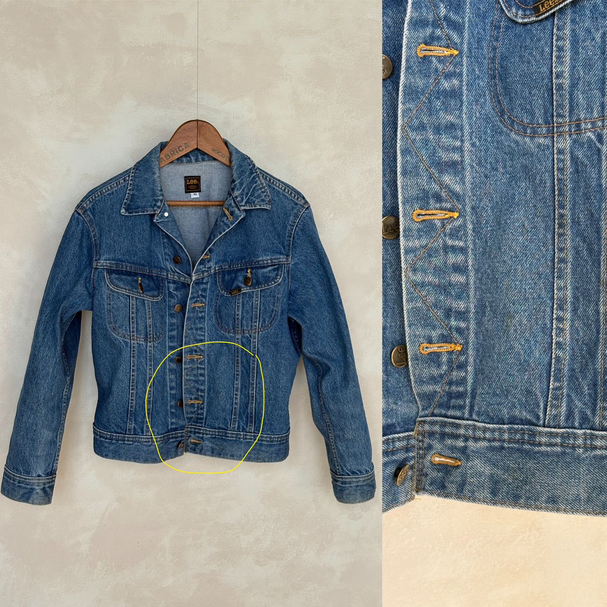 Size 40US / 50EU Vintage 80s Lee Denim Jacket – 2 Pockets – Made in Canada-AJ357 Studio