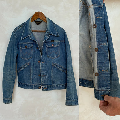 Size 42US / 52EU Authentic 80s Wrangler denim jacket -4 pockets- Made in the USA-AJ357 Studio