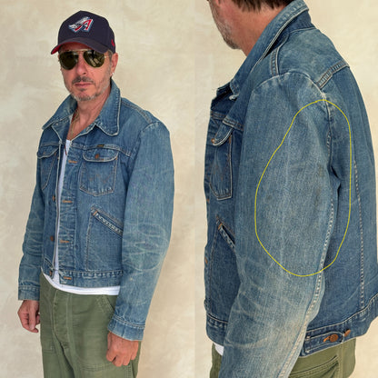 Size 42US / 52EU Authentic 80s Wrangler denim jacket -4 pockets- Made in the USA-AJ357 Studio