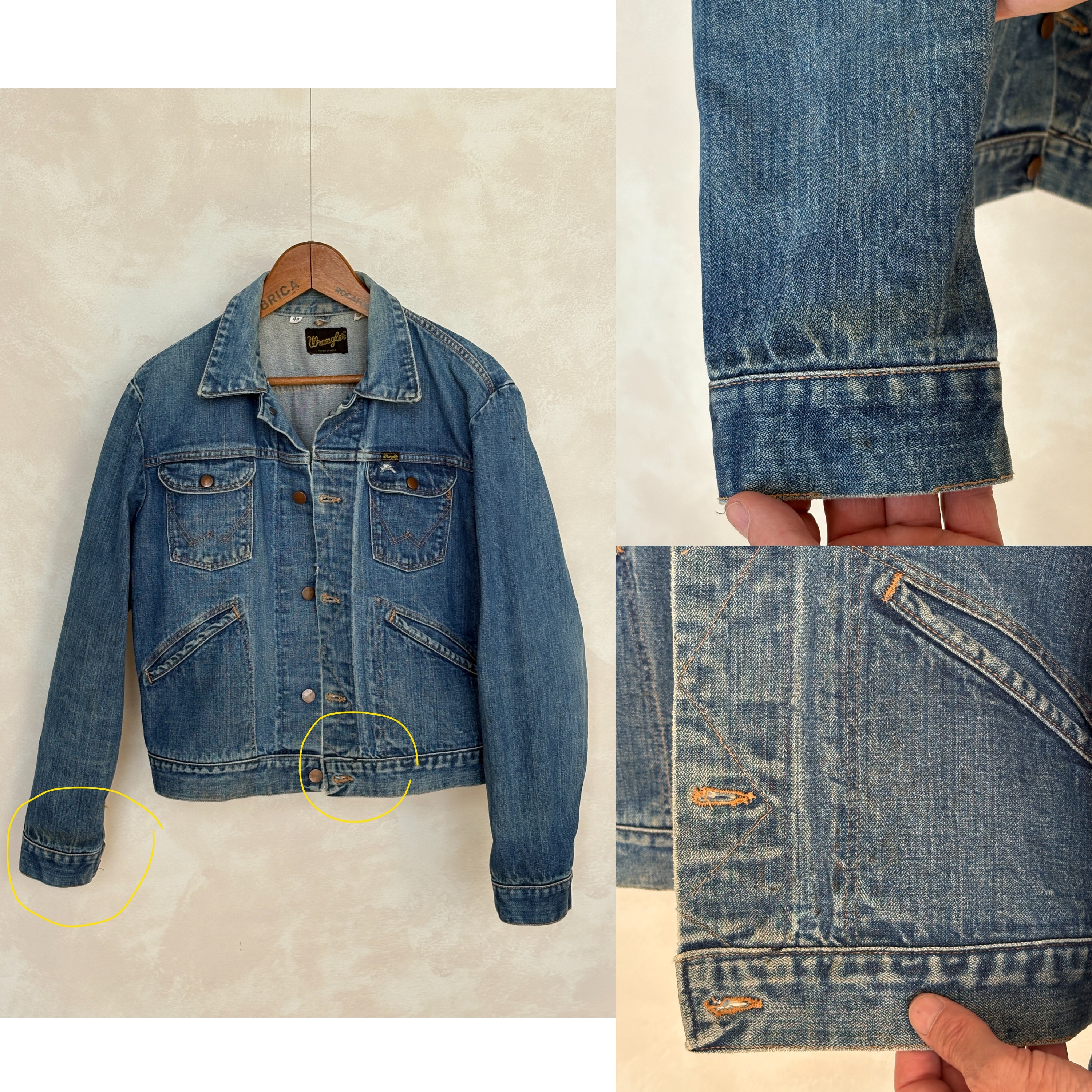Vintage 70s Wrangler Denim Jacket 44 4 Pockets USA – AJ357 Studio