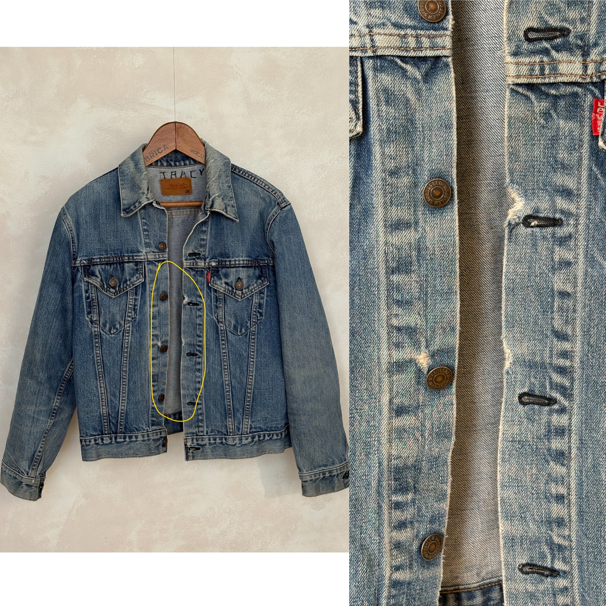 Size 38US / 48EU. Vintage 70s 2 pocket Levi’s Denim Jacket 70505 – Double Stitch, Made in USA - USA Vintage Bcn
