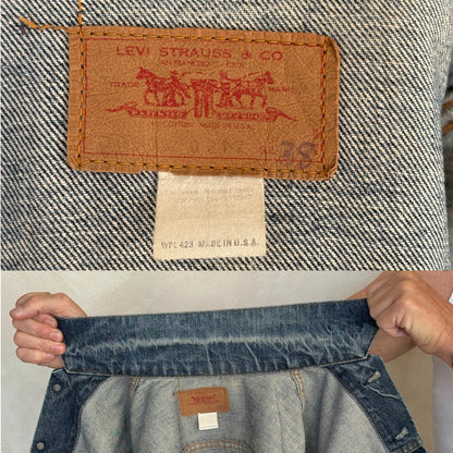 Size 38US / 48EU. Vintage Early 70s 2 pocket Levi’s Denim Jacket 70505 – Single Stitch, Made in USA-AJ357 Studio
