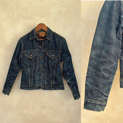 Size 38US / 48EU. Levis 70505 – Vintage Early 70s 2 pocket Levi’s lined Denim Jacket 70505 – Single Stitch, Made in USA-AJ357 Studio