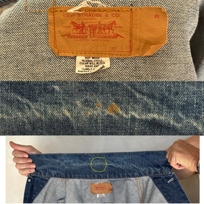 Size 46US / 56EU. Vintage Early 70s 2 pocket Levi’s Denim Jacket 70505 –Single Stitch, Made in USA-AJ357 Studio