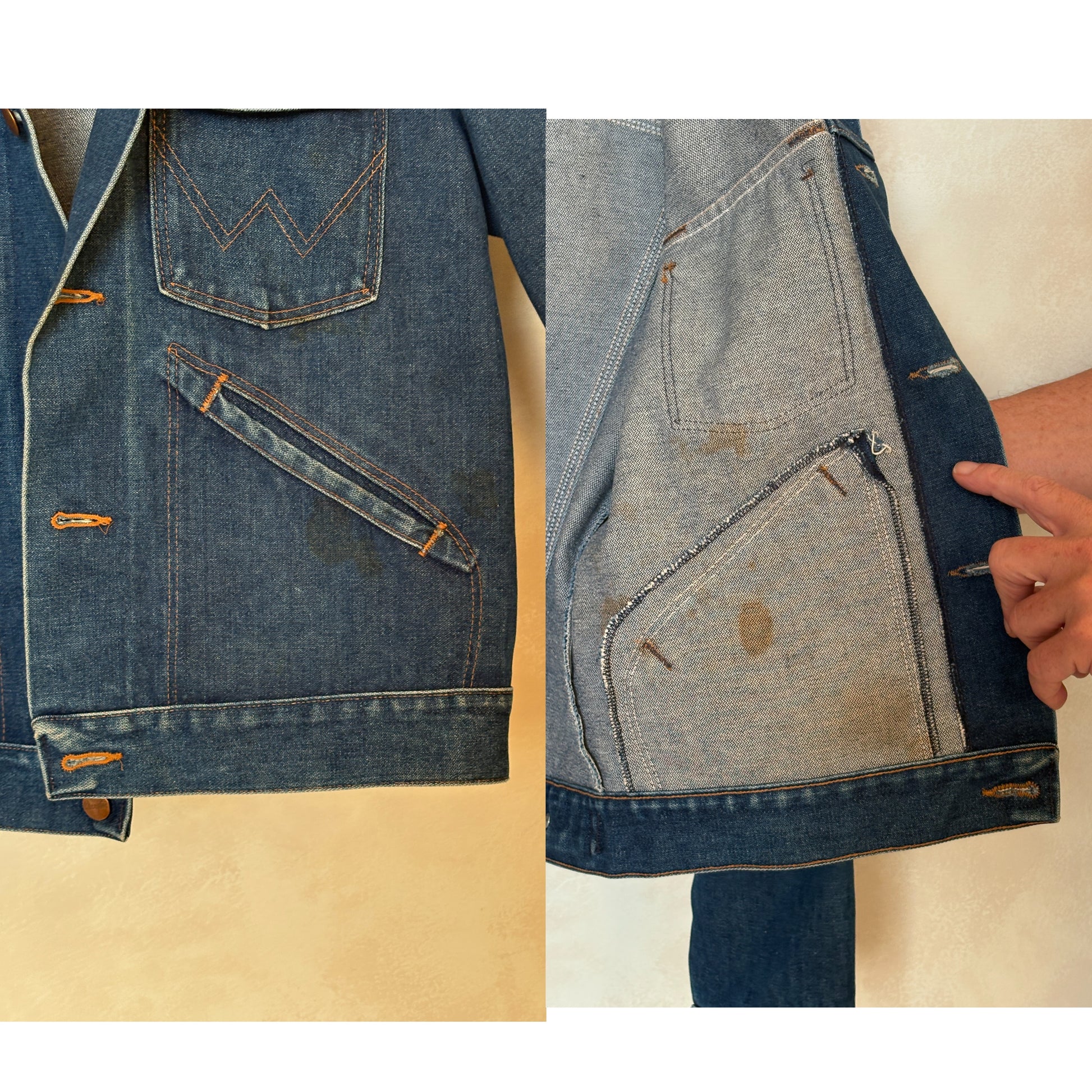 Size 38US / 48EU Authentic 80s Wrangler denim jacket -4 pockets- Made in the USA - USA Vintage Bcn