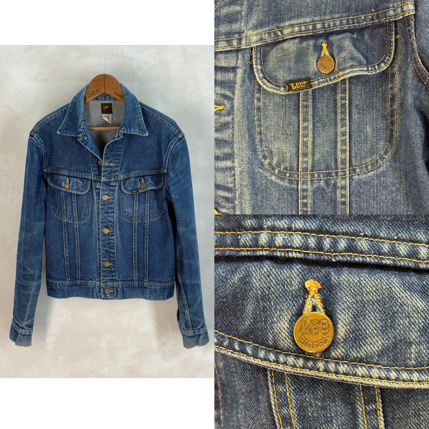 Size 42US Long / 52EU Long. Vintage 1970s Lee Denim Jacket – 2 Chest Pockets – Made in USA