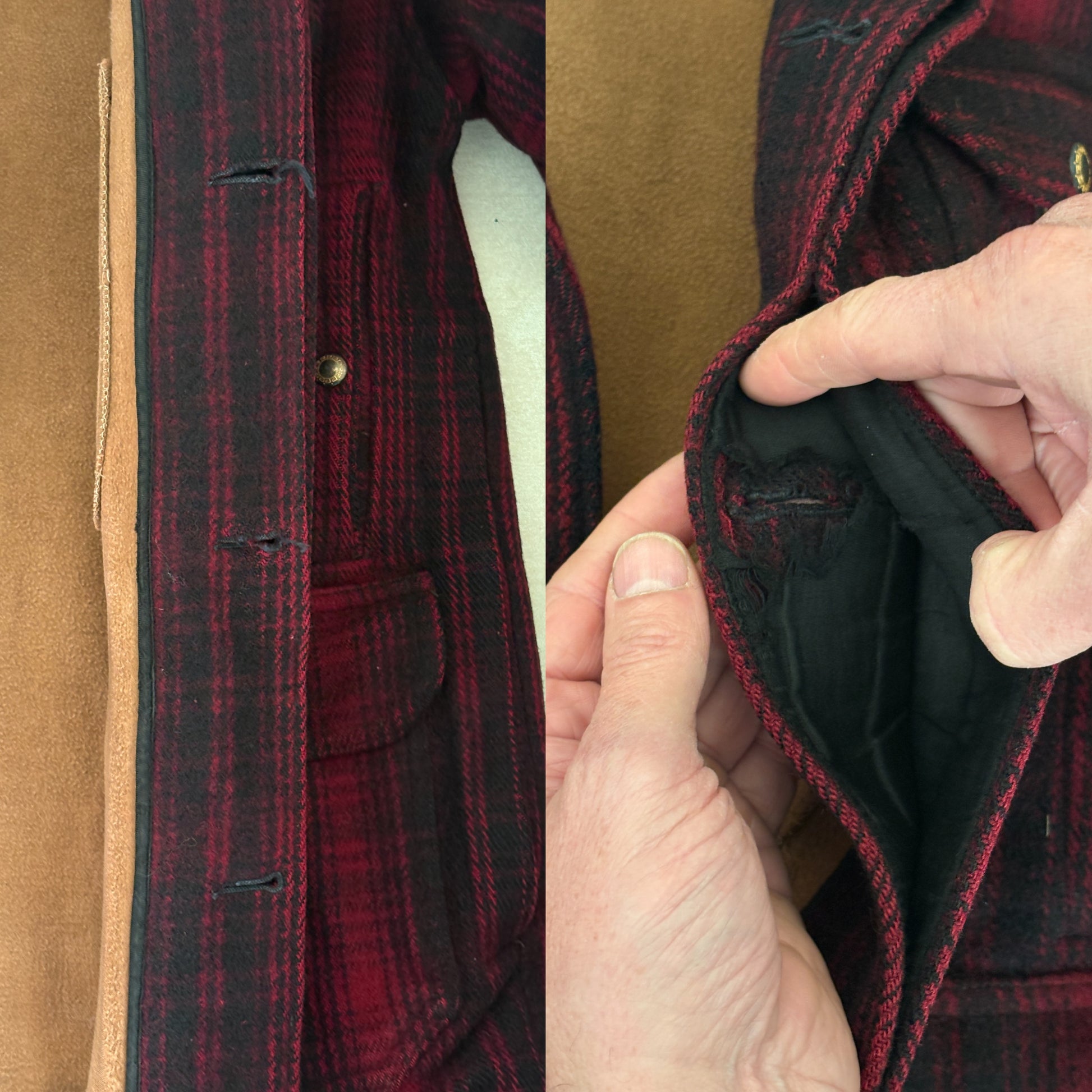 Vintage 1930s Woolrich Red & Black Plaid Wool Hunting Jacket –size 38US / 48EU. Made in USA-AJ357 Studio