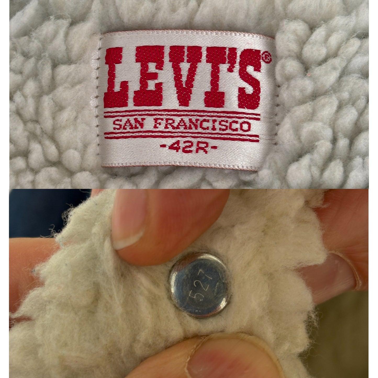 Size 42US/52EU. 4 pockets Vintage 80s Levis fleece Jacket Made in USA.