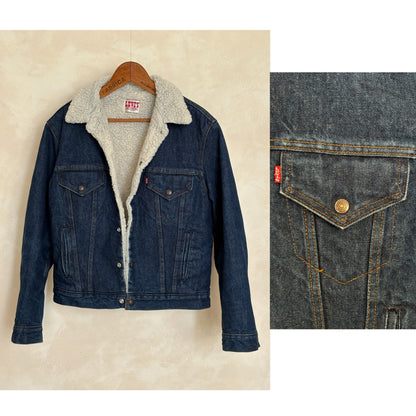 Size 42US/52EU. 4 pockets Vintage 80s Levis fleece Jacket Made in USA.-AJ357 Studio