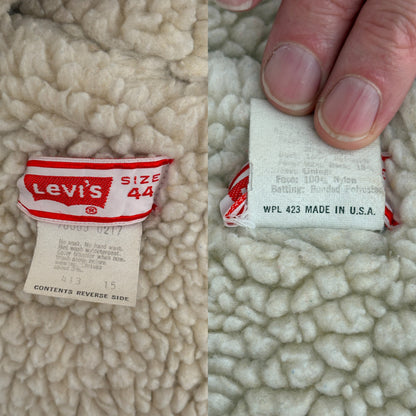 Size 44US / 54EU. 2 pockets Vintage Levis fleece-sherpa Jacket Made in USA.-AJ357 Studio
