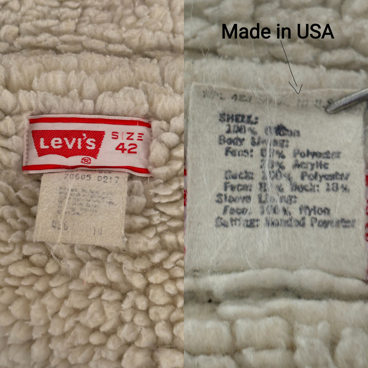 Size 42US / 52EU. 2 pockets Vintage Levis fleece Jacket Made in USA.-AJ357 Studio
