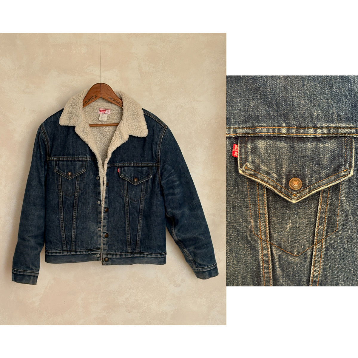 Size 42US / 52EU. 2 pockets Vintage Levis fleece Jacket Made in USA.-AJ357 Studio
