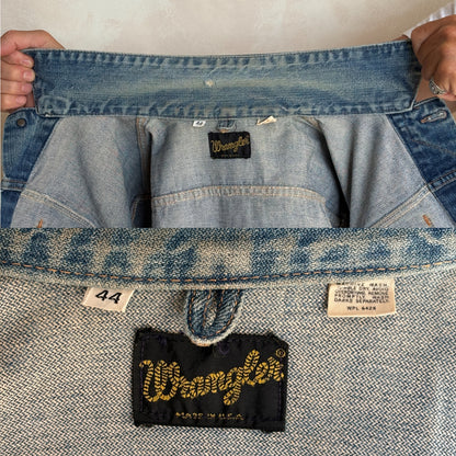 Size 44US / 54 EU Authentic 70s Wrangler denim jacket -4 pockets- Made in the USA-AJ357 Studio