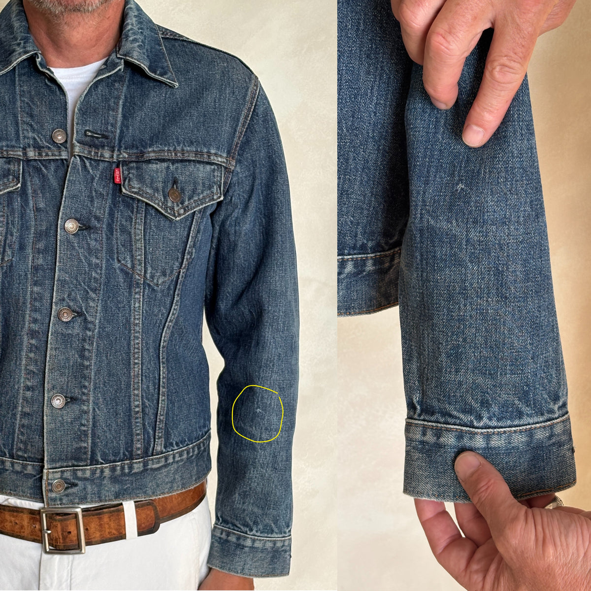 Size 38US / 48EU. Vintage Early 70s 2 pocket Levi’s Denim Jacket 70505 – Single Stitch, Made in USA-AJ357 Studio