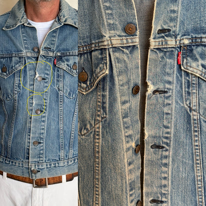 Size 40US / 50EU. Vintage 70s 2 pocket Levi’s Denim Jacket 70505 – Double Stitch, Made in USA-AJ357 Studio