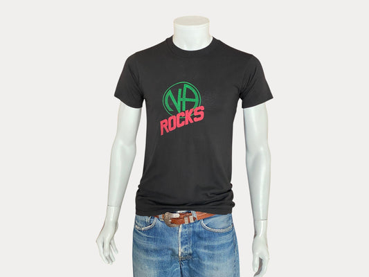 Large. Vintage 50/50 cotton 80s Narcotics Anonymous Rocks t shirt Made In USA