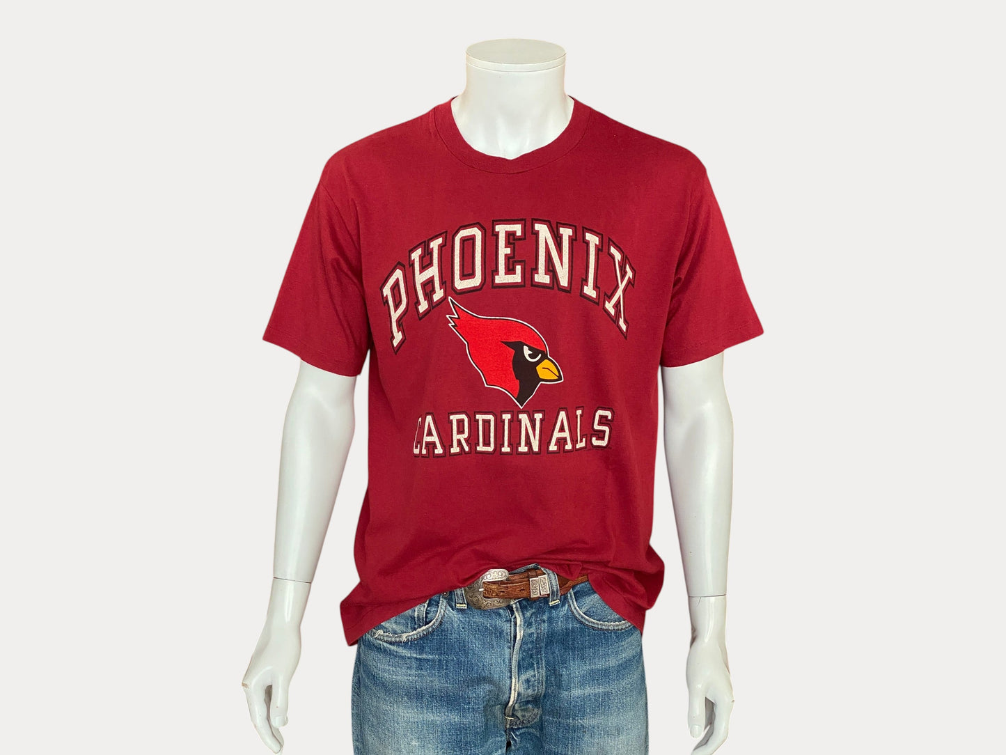 Camiseta vintage mediana de algodón 50/50 de los años 80 con diseño de cardenal Phenix, fabricada en EE. UU.