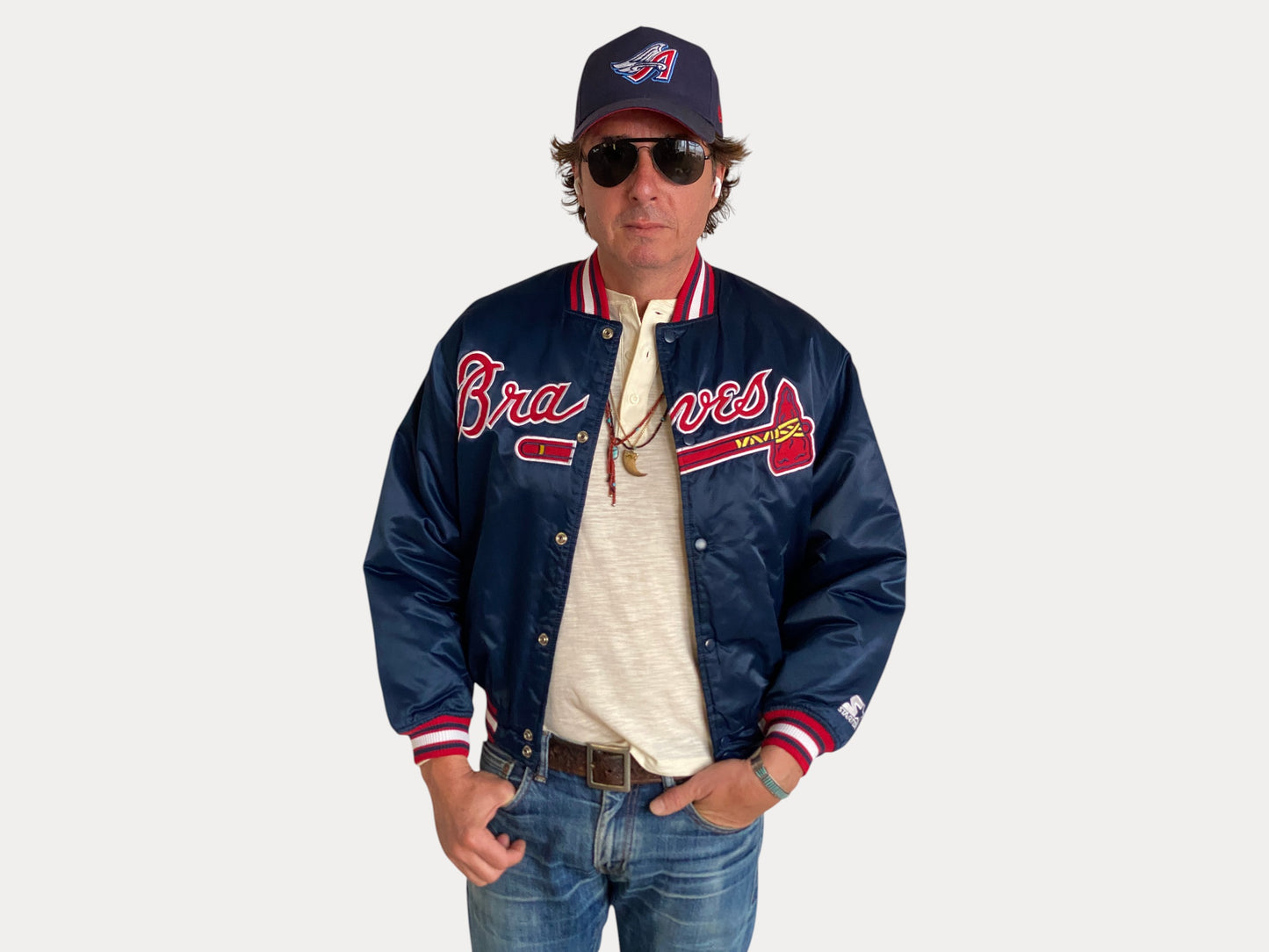 Veste de démarrage vintage des Braves pour jeunes, taille L, style rétro athlétique, années 90