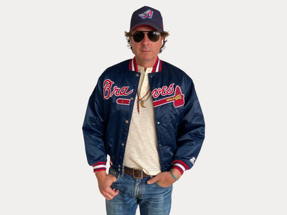 Veste de démarrage vintage des Braves pour jeunes, taille L, style rétro athlétique, années 90