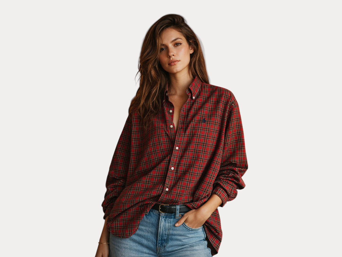 Ralph Lauren BLAKE Shirt Medium Red Plaid Cotton Button Down
