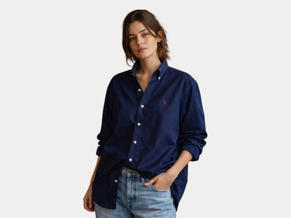 Ralph Lauren BLAKE Shirt Large Navy Cotton Button Down Red Pony