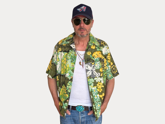 Talla L Camisa Vintage 60s Hawaiana Algodón de Jantzen | Estilo retro Aloha