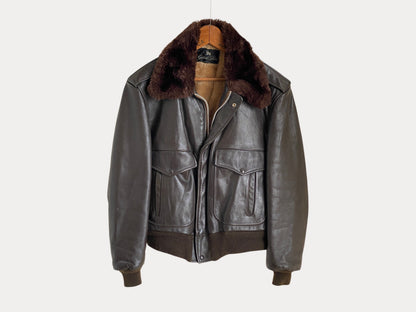 Blouson aviateur en cuir vintage Golden Fleece taille 44 - Fabriqué aux États-Unis