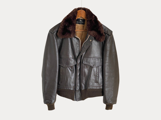 Golden Fleece Size 42 Vintage Leather Bomber Jacket - Made in USA