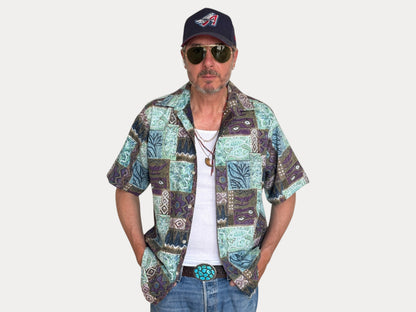 Vintage 60s Hawaiian Cotton Shirt - Size L, Made in USA by Go Bearfoot