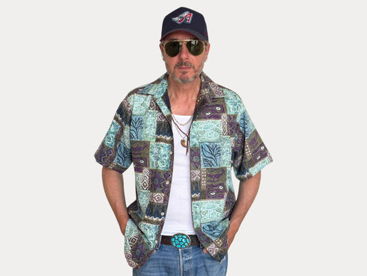 Vintage 60s Hawaiian Cotton Shirt - Size L, Made in USA by Go Bearfoot