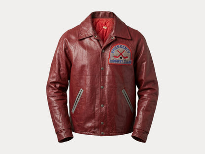 Size 46US / 56EU Vintage Canadian Leather Hockey Jacket - Classic Sportswear