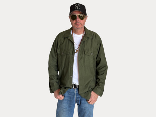 XL, Authentic 1966 US Army OG-107 Fatigue Shirt – Vietnam War Era Small