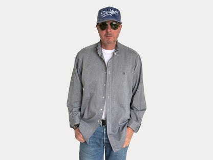 Vintage Ralph Lauren Yarmouth Shirt Grey Cotton – Size 16-33