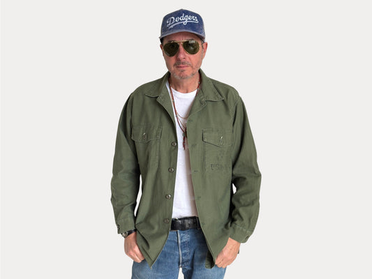 XL, Authentic 1966 US Army OG-107 Fatigue Shirt – Vietnam War Era Small