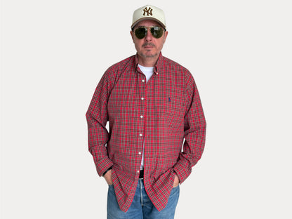 Ralph Lauren BLAKE Shirt Medium Red Plaid Cotton Button Down