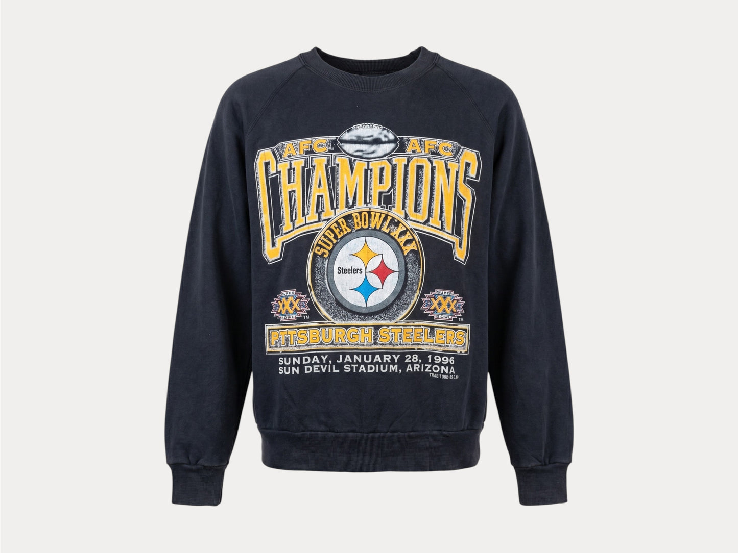 Talla L. Sudadera con capucha de los Pittsburgh Steelers, campeón del Superbowl XXX de 1996, hecha en EE. UU.